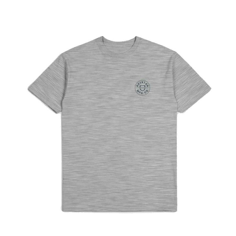 Men * | Brixton Crest Ii S/S T-Shirt Heather Grey/Moonlit Ocean/Dark Forest Exclusive Design