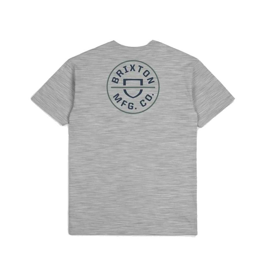 Men * | Brixton Crest Ii S/S T-Shirt Heather Grey/Moonlit Ocean/Dark Forest Exclusive Design