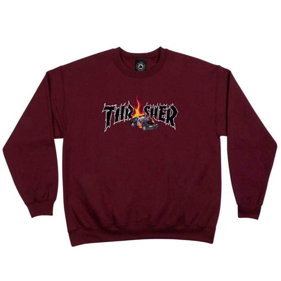 Men * | Thrasher Cop Car Cerw Neck Maroon Store