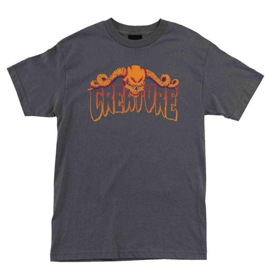 Men * | Creature Horns Outline S/S T-Shirt Charcoal Bargain Sale