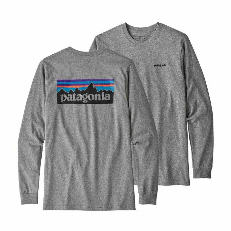 Men * | Patagonia L/S P-6 Logo Responsibili Tee Gravel Heather Store