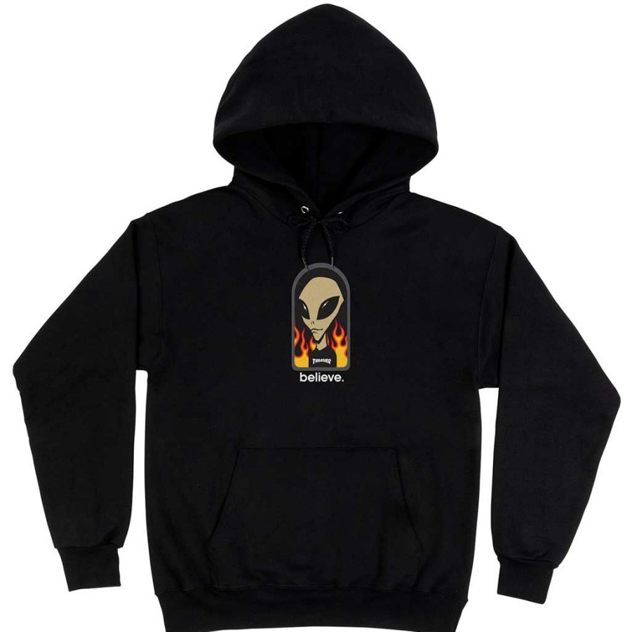 Men * | Thrasher X Alien Workshop Believe Hoodie Black Sale