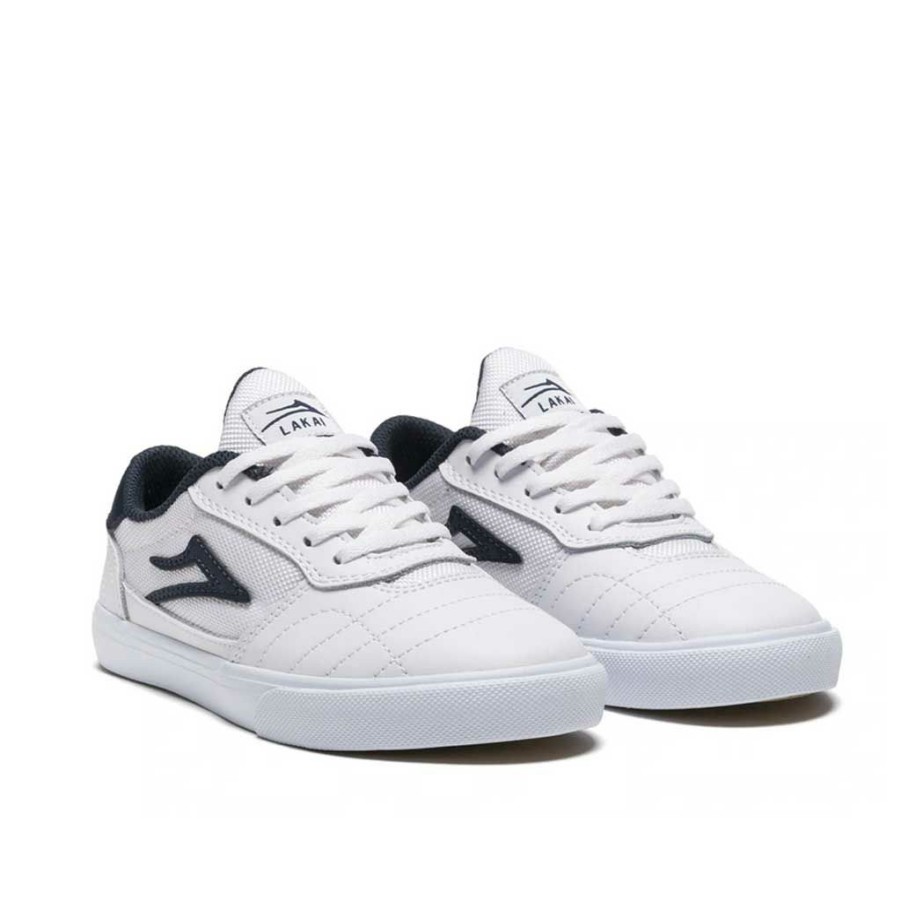 Men * | Lakai Cambridge Kids White/Navy Leather Quality Guarantee