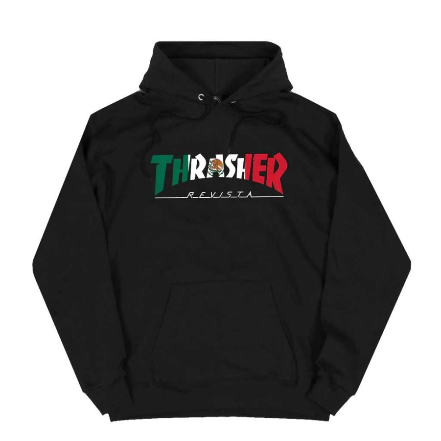 Men * | Thrasher Mexico Hoodie Black Quality Guarantee