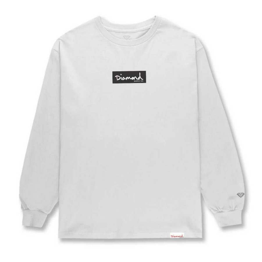 Men * | Diamond Og Script Mini Logo L/S Tee White Discount