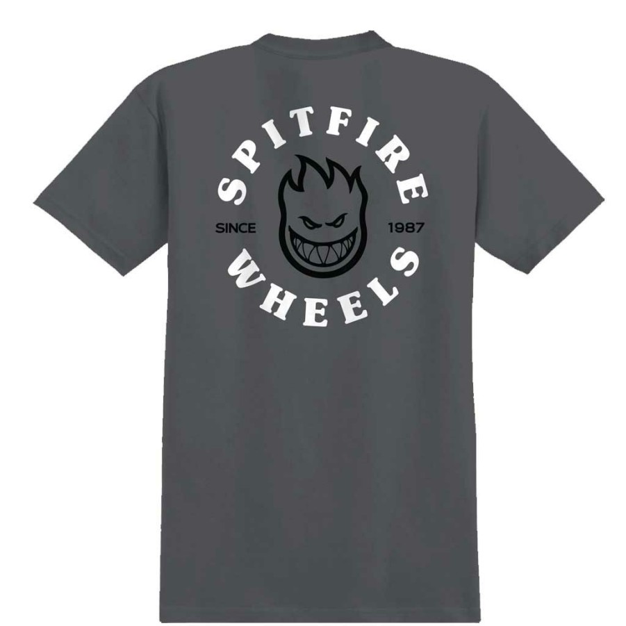 Men * | Spitfire Bighead Classic T-Shirt Charcoal/Black/White Sale Online