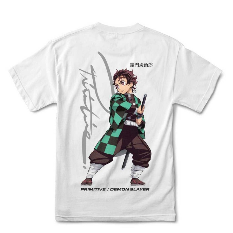 Men * | Primitive X Demon Slayer Tanjiro Tee White Sale