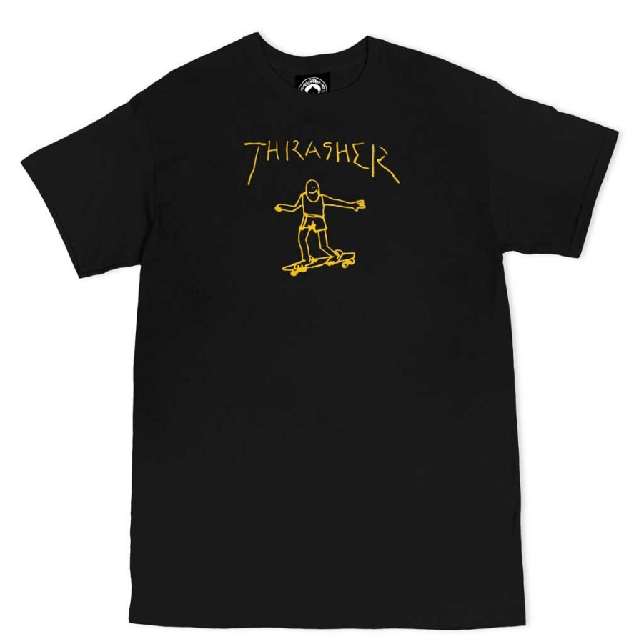 Men * | Thrasher Gonz S/S Tee Black/Yellow Typical Style