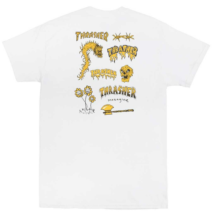 Men * | Thrasher Barbarian T-Shirt White Bestsellers