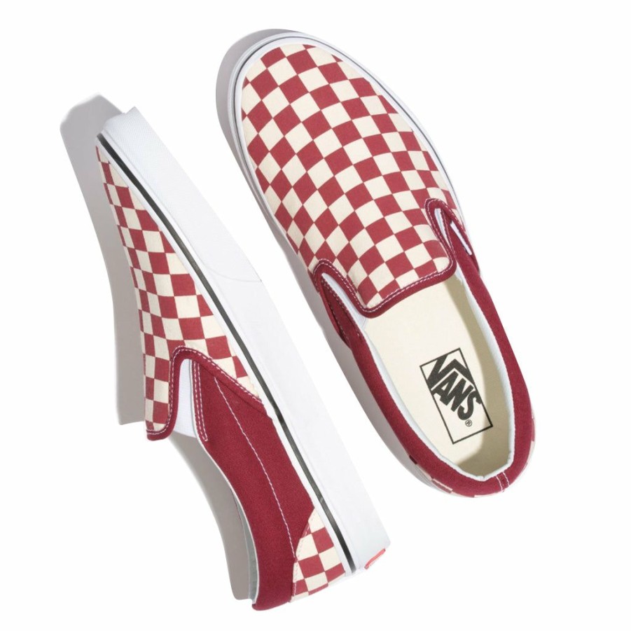 Men * | Vans Classic Slip-On Checkerboard Rumba Red/True White Quick Delivery