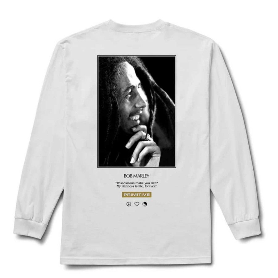 Men * | Primitive X Bob Marley Life Forever L/S Tee White Cheap Online