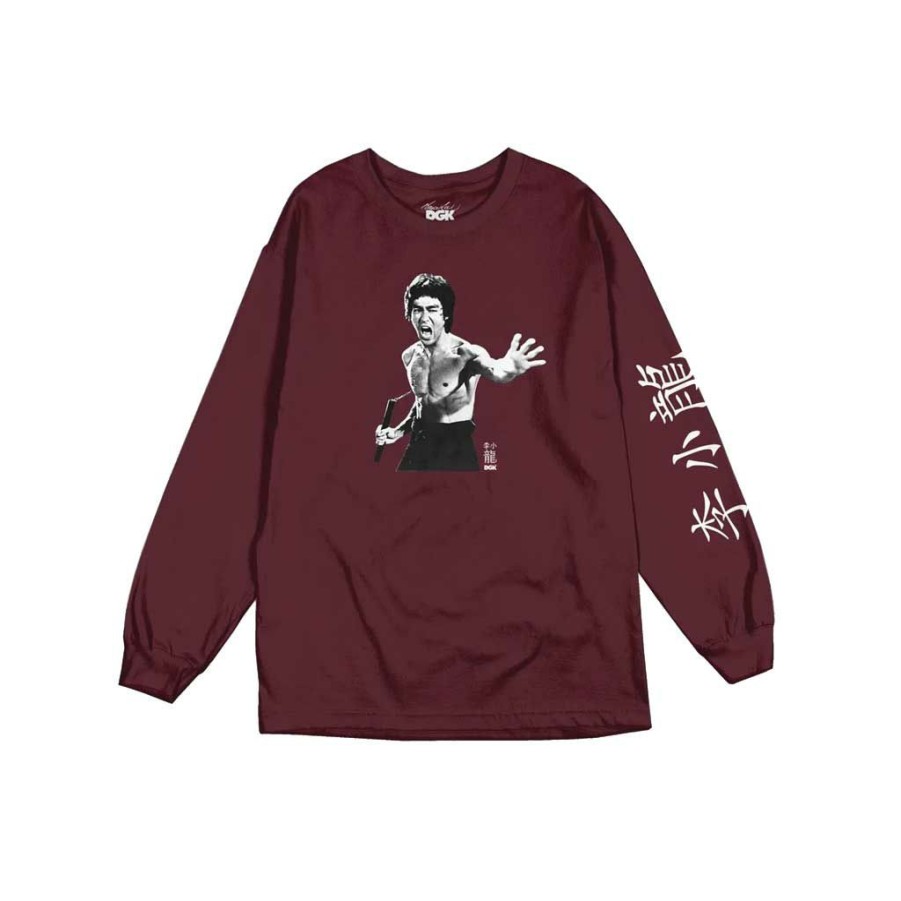 Men * | Dgk X Bruce Lee Fierce L/S Tee Burgundy Discount