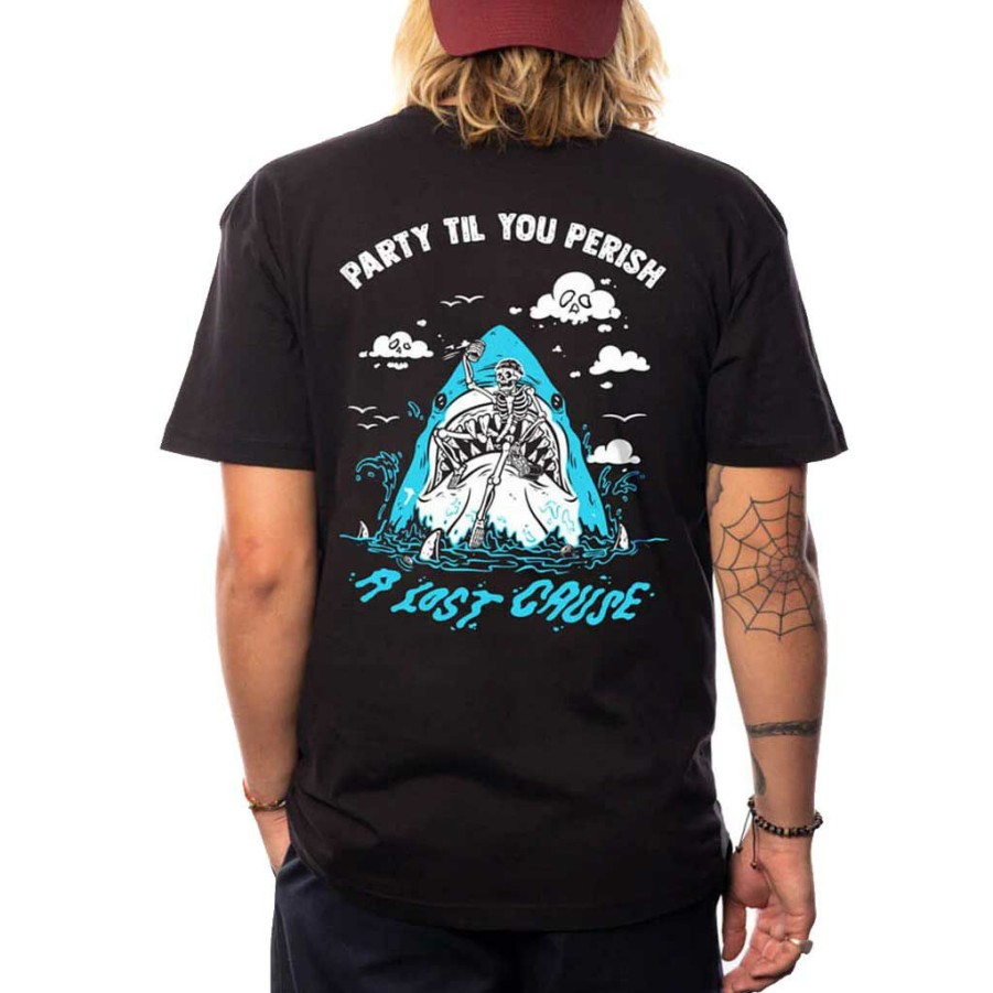 Men * | A Lost Cause Shark Party V2 Tee Black Low Price