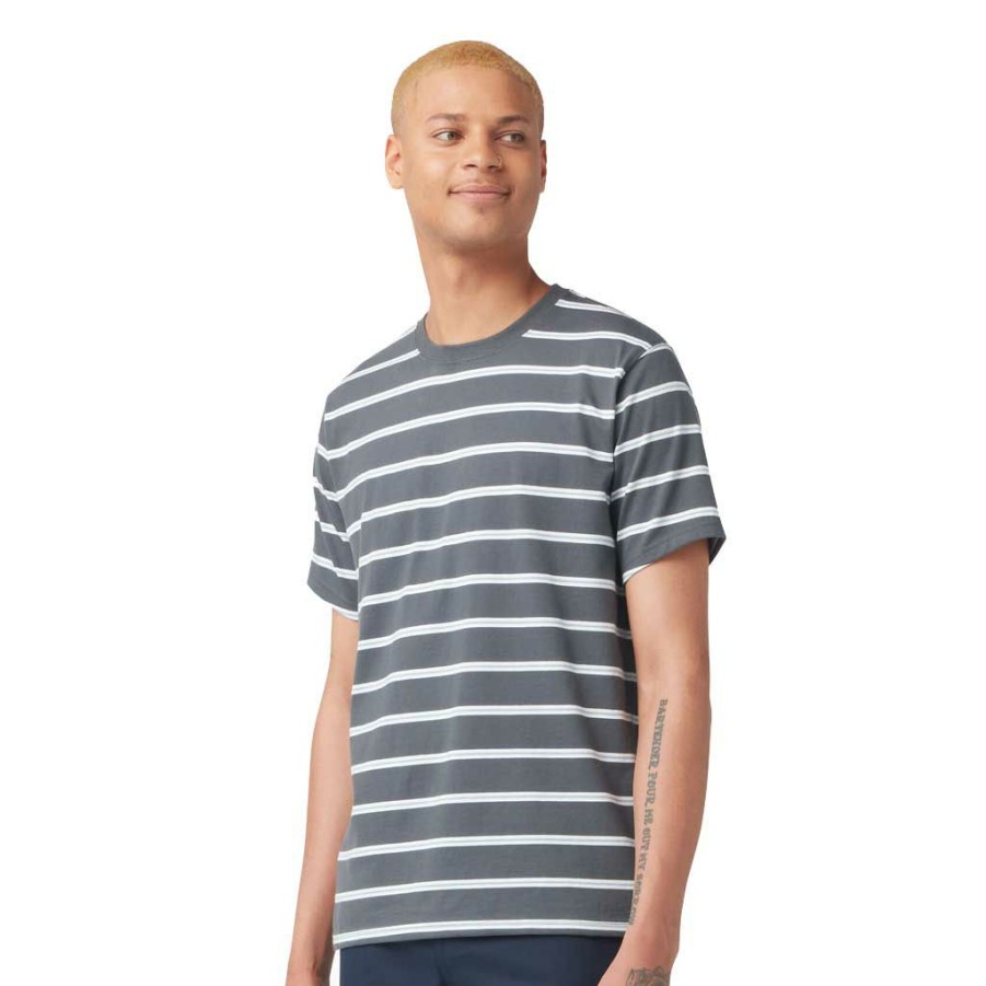 Men * | Dickies Dickies Stripe S/S Tee Charcoal Mini Stripe Bargain Sale