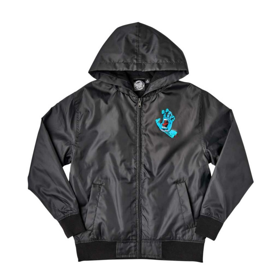 Men * | Santa Cruz Youth Screaming Hand Windbreaker Jacket Black Wholesale