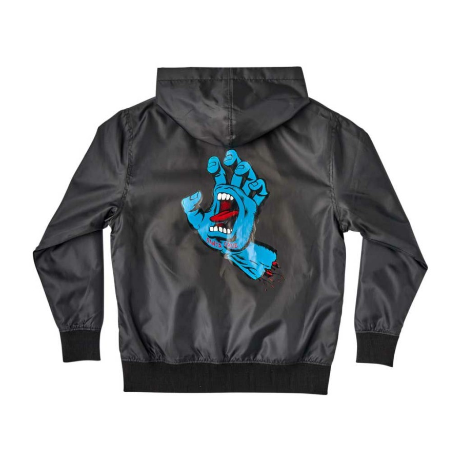 Men * | Santa Cruz Youth Screaming Hand Windbreaker Jacket Black Wholesale