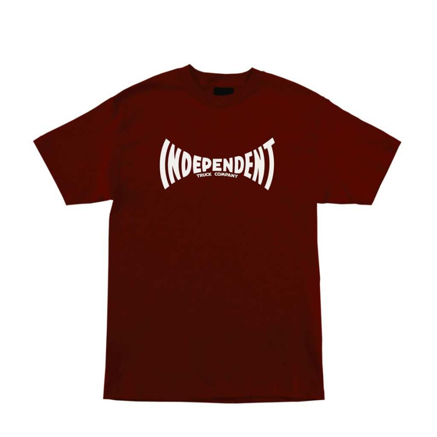 Men * | Independent Span S/S Regular Tee Burgundy/White Hot Sell