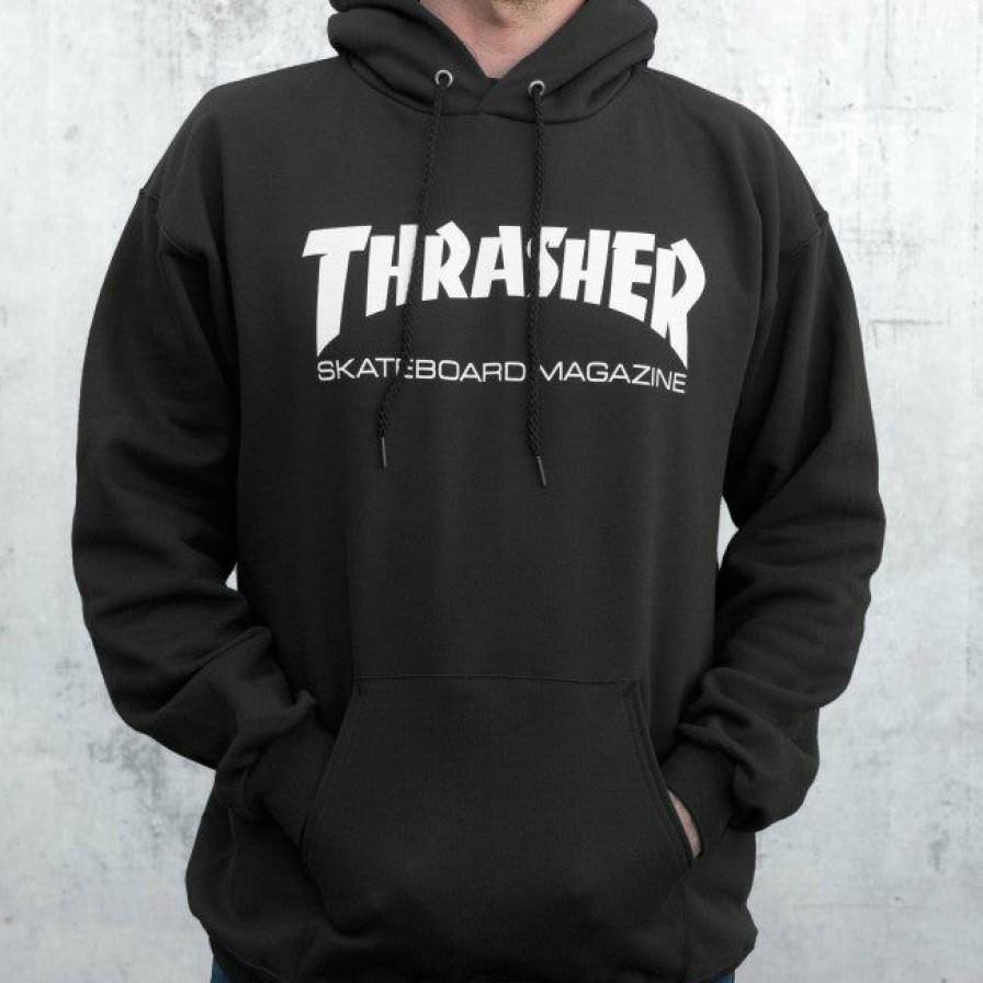 Men * | Thrasher Skate Magazine Hood Black Excellent Quality