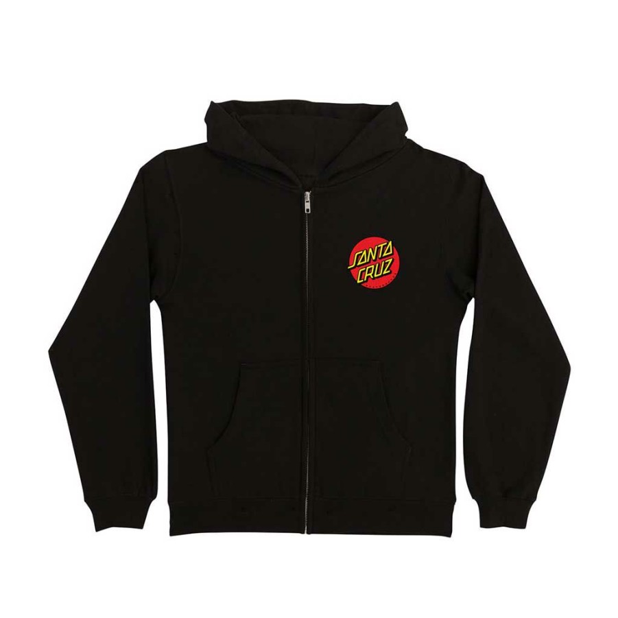 Men * | Santa Cruz Youth Classic Dot Zip Hoodie Black Best Sellers