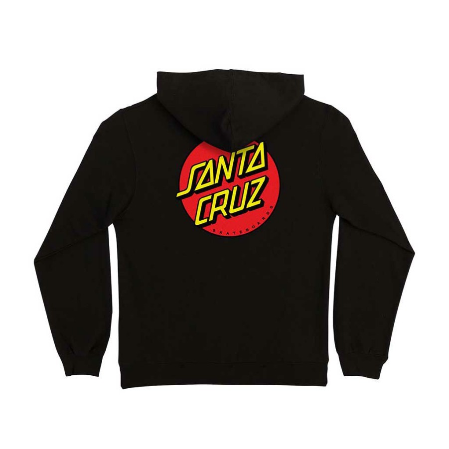 Men * | Santa Cruz Youth Classic Dot Zip Hoodie Black Best Sellers