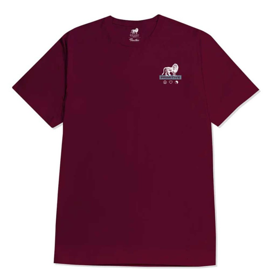 Men * | Primitive X Bob Marley Life Forever Tee Burgundy Free Delivery