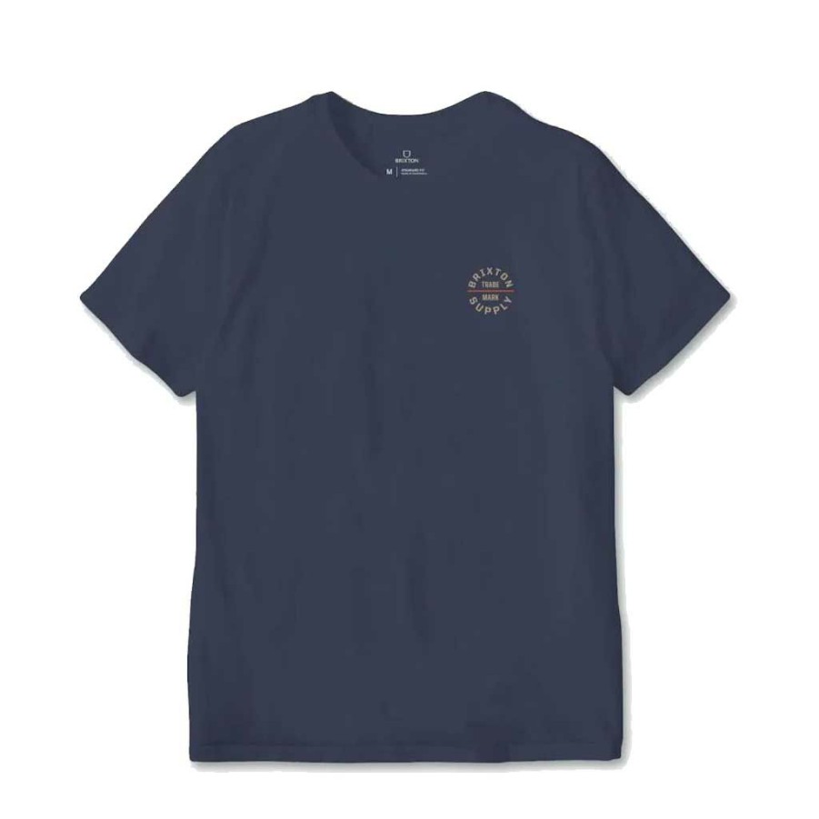 Men * | Brixton Oath V S/S Tee Washed Navy/Sand Cheap Online