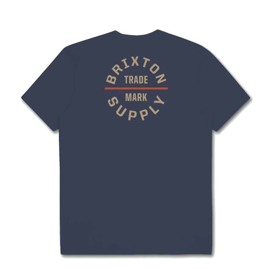 Men * | Brixton Oath V S/S Tee Washed Navy/Sand Cheap Online