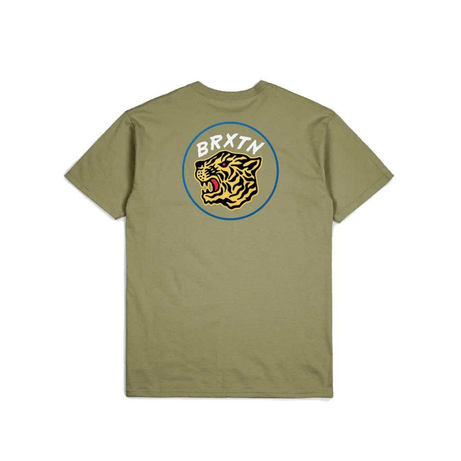 Men * | Brixton Kit S/S Tee Military Olive Worn Wash Lower Prices