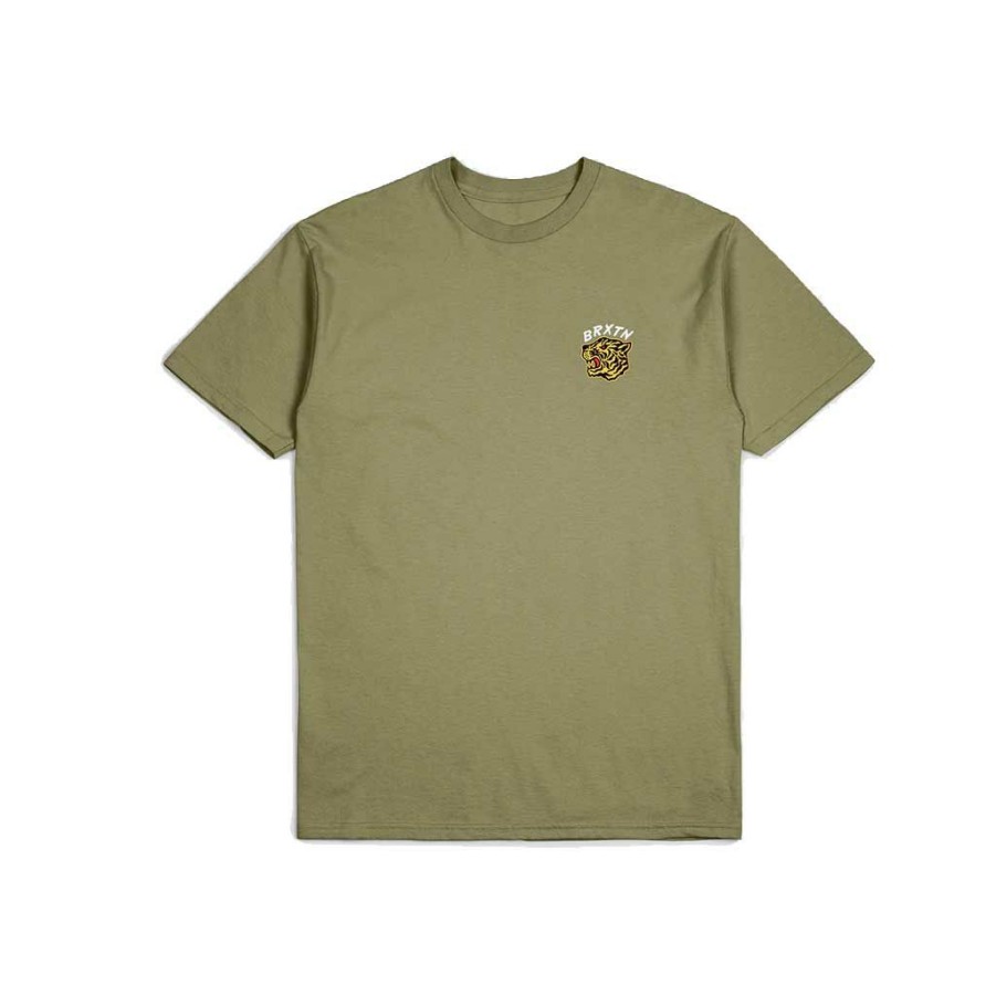 Men * | Brixton Kit S/S Tee Military Olive Worn Wash Lower Prices