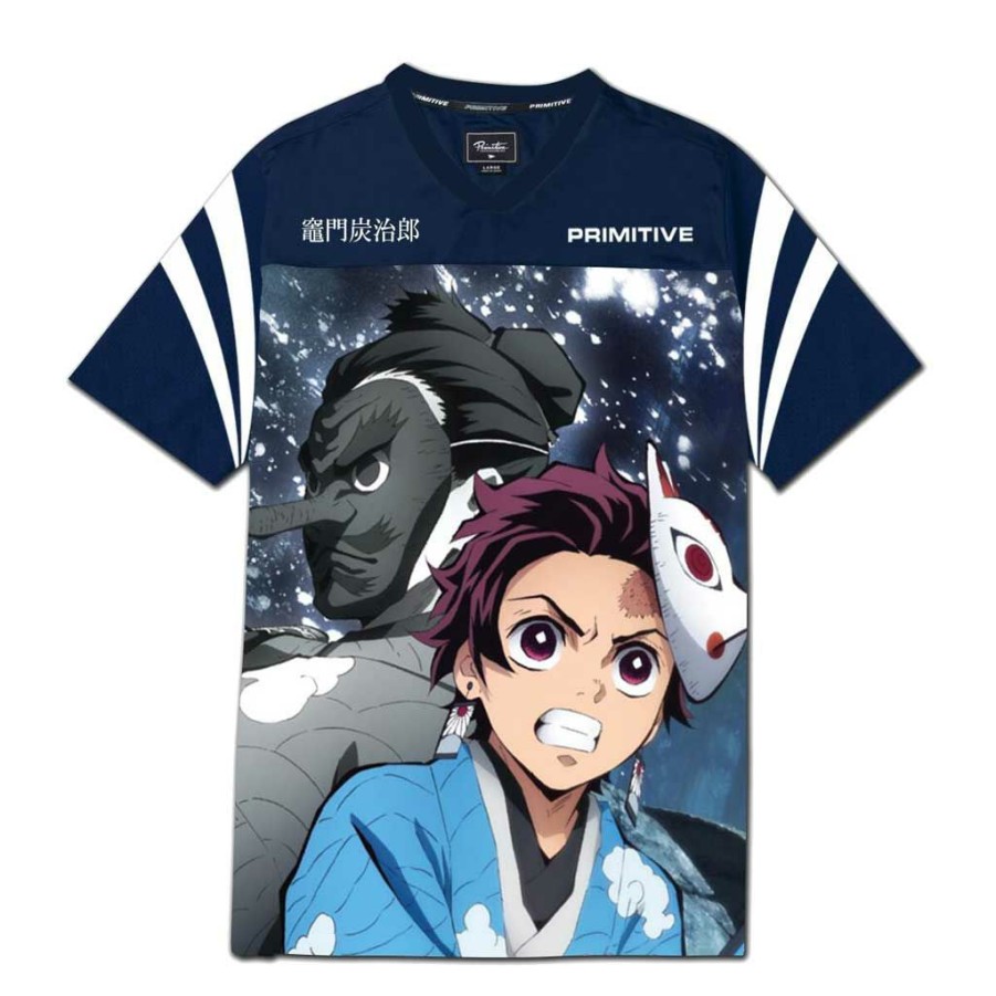 Men * | Primitive X Demon Slayer Tanjiro Jersey Navy Low Price