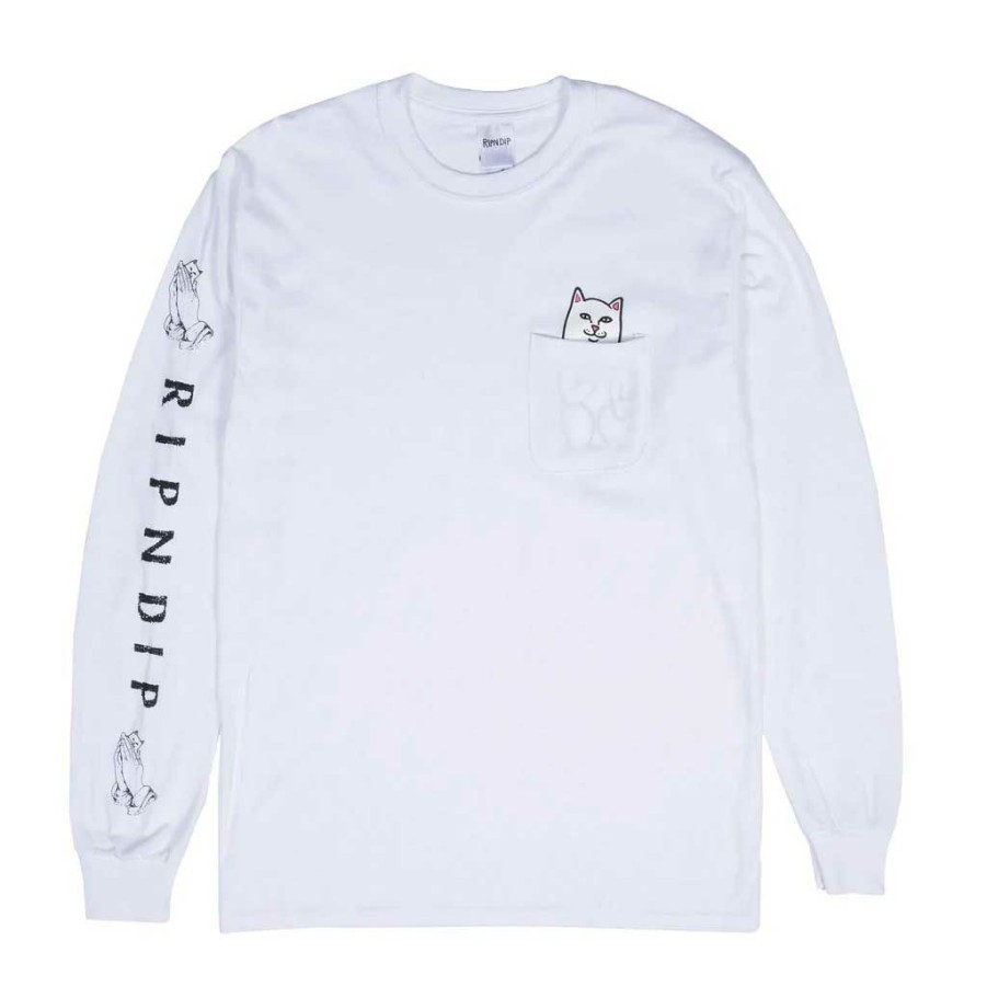 Men * | Rip N Dip Lord Nermal L/S Tee White Free Delivery