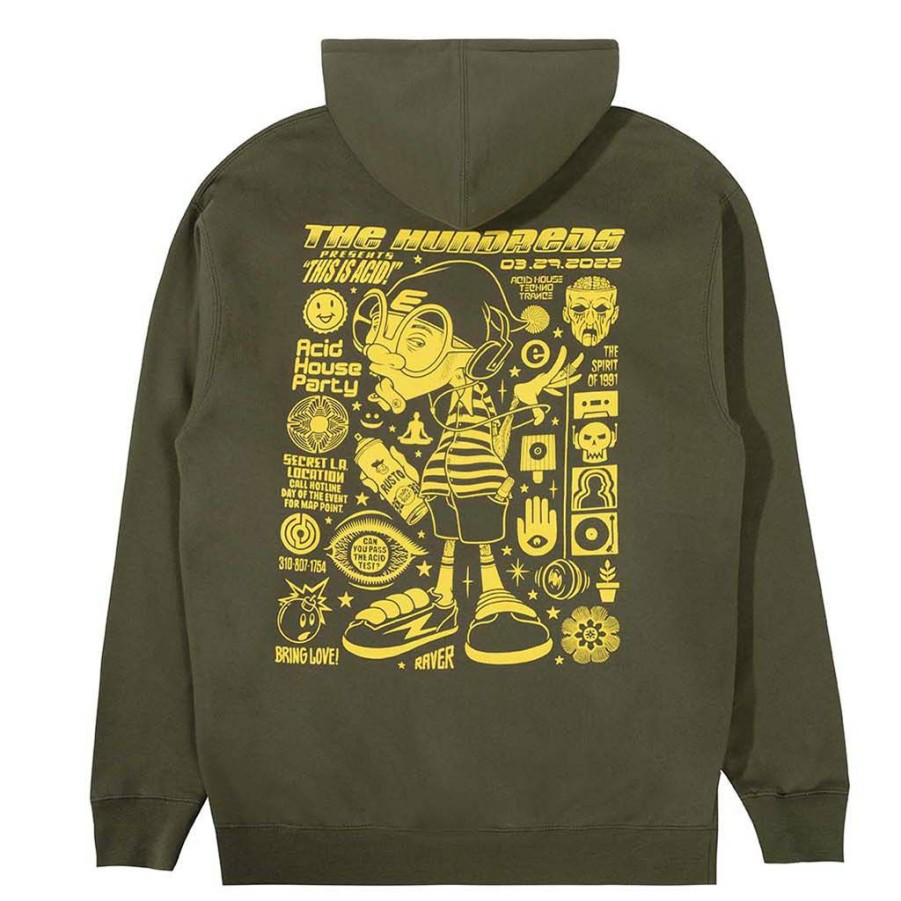 Men * | The Hundreds Acid P/O Hoodie Army Green Bargain Sale