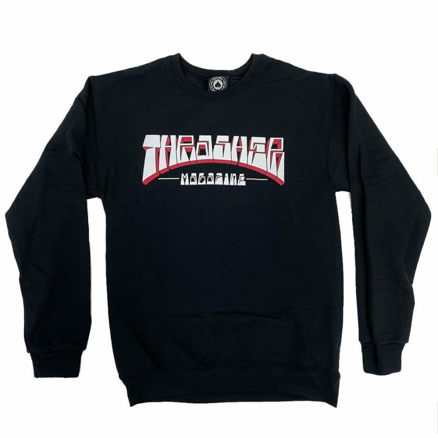 Men * | Thrasher Firme Logo Crew Black Top Sell