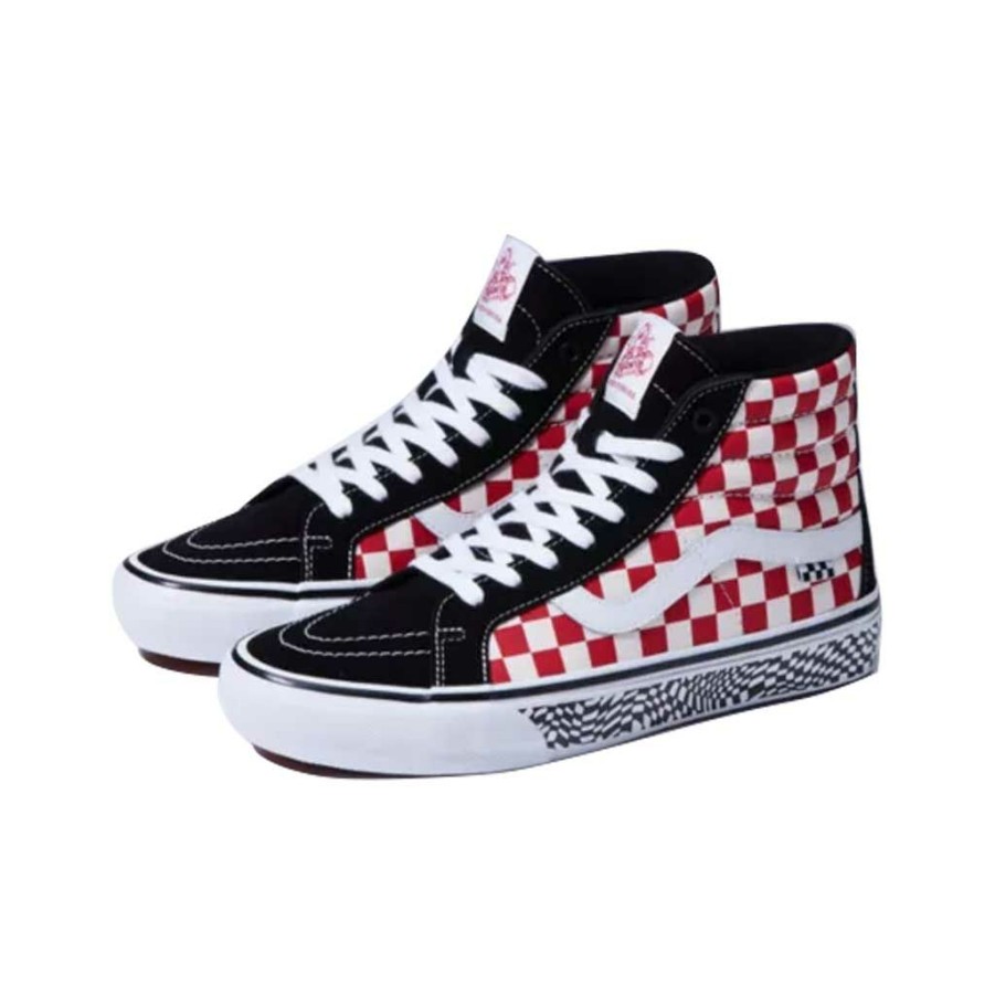 Men * | Vans Skate Sk8-Hi Reissue Grosso '84 Shoes Black/Red Checker Closeout Sale