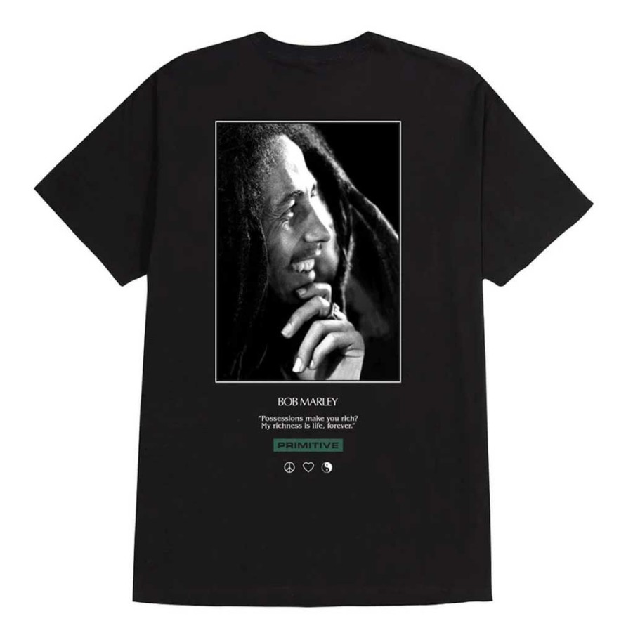 Men * | Primitive X Bob Marley Life Forever Tee Black Quality Guarantee