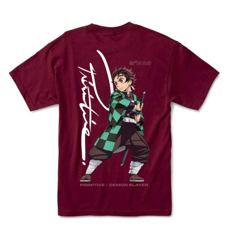 Men * | Primitive X Demon Slayer Tanjiro Tee Burgundy Store