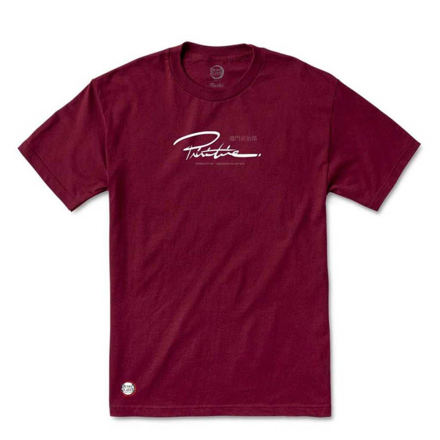 Men * | Primitive X Demon Slayer Tanjiro Tee Burgundy Store