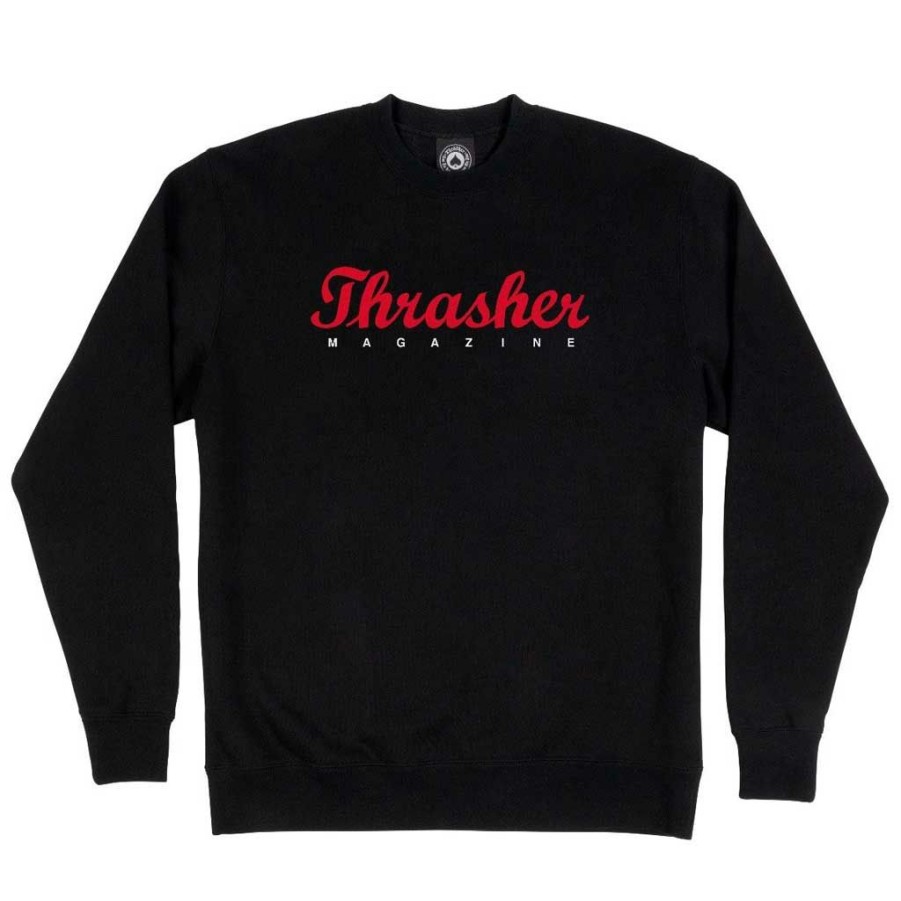 Men * | Thrasher Script Cerw Neck Black Bargain Sale