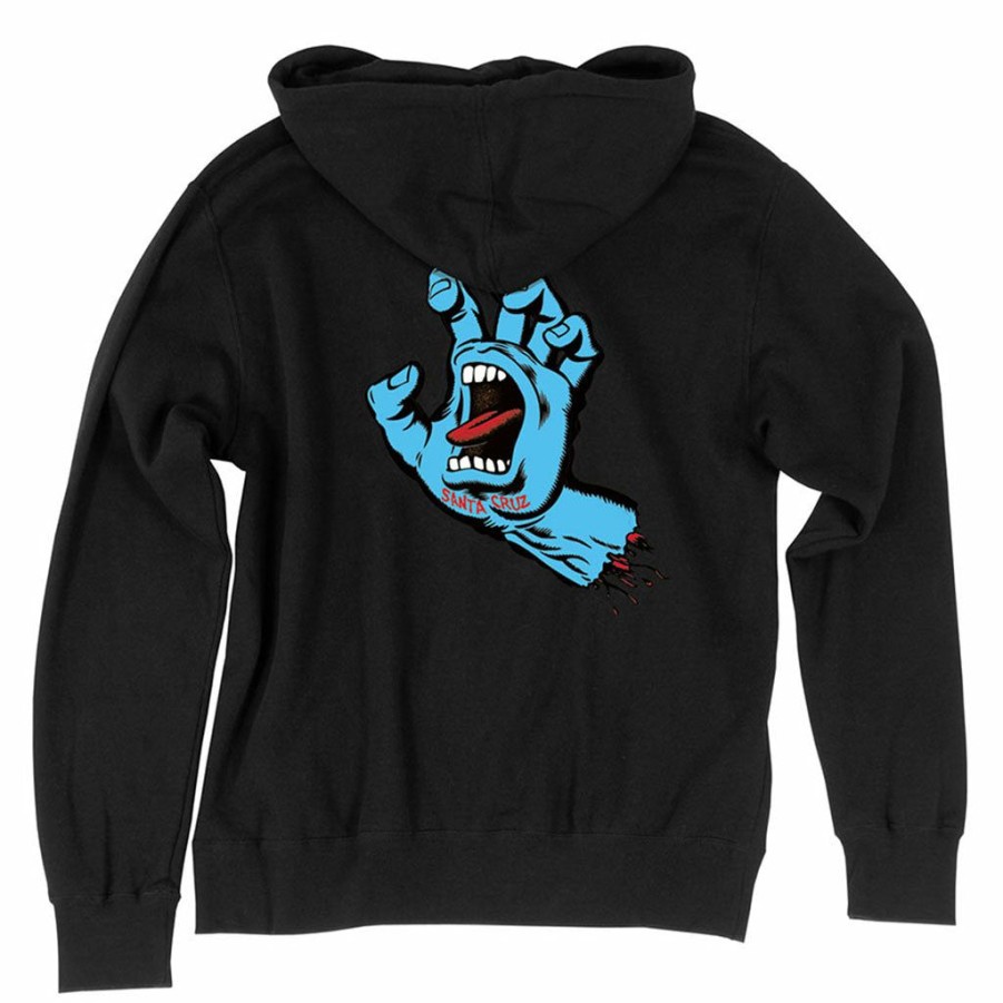 Men * | Santa Cruz Youth Screaming Hand Pullover Hood Black Bargain Sale