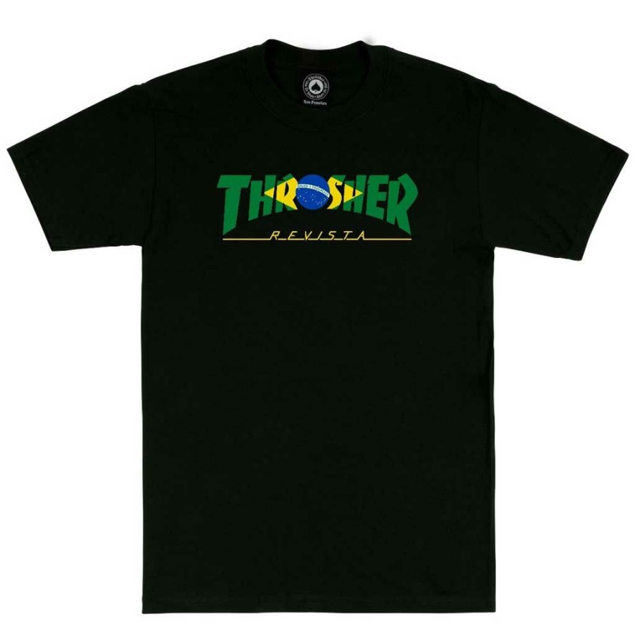 Men * | Thrasher Brazil Revista S/S Tee Black Wholesale