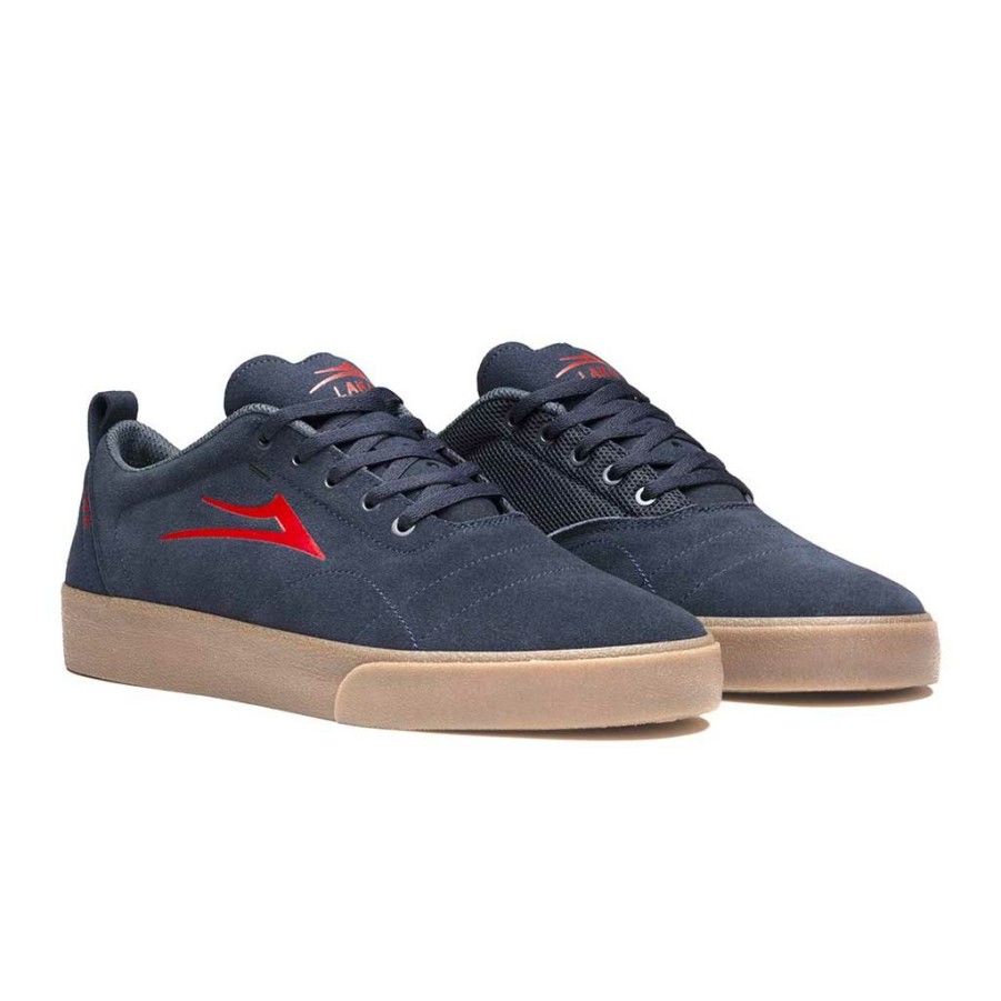 Men * | Lakai Bristol Shoes Navy/Red Suede Wholesale